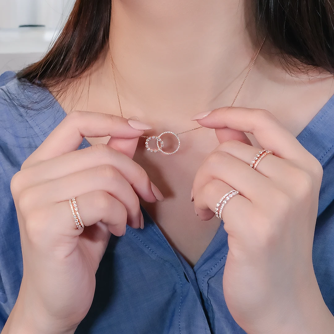 Double halo diamond necklace